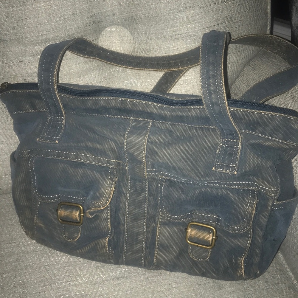 Fossil distressed denim bag.